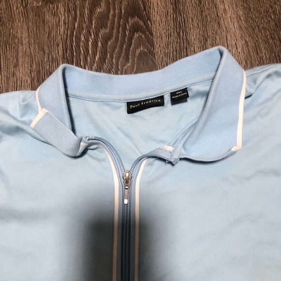 Paul Fredrick Men's 3XL Light Blue Quarter-Zip Polo Shirt - Picture 8 of 11